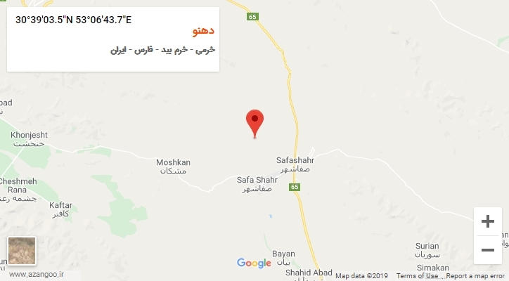 روستای دهنو بر روی نقشه
