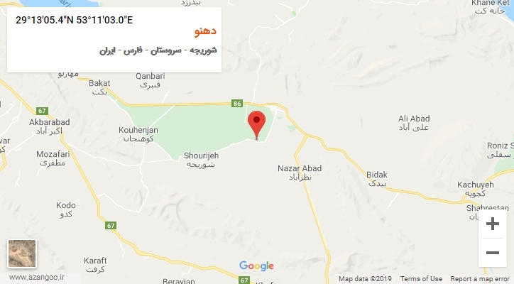 روستای دهنو بر روی نقشه