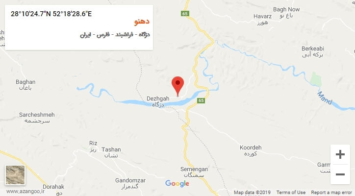 روستای دهنو بر روی نقشه