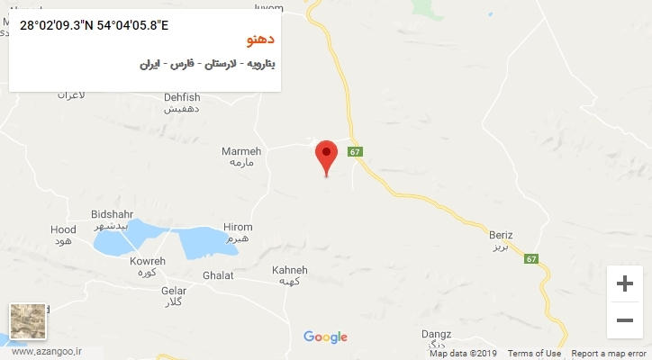 روستای دهنو بر روی نقشه