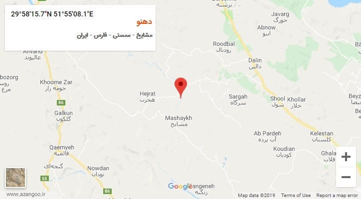 روستای دهنو بر روی نقشه