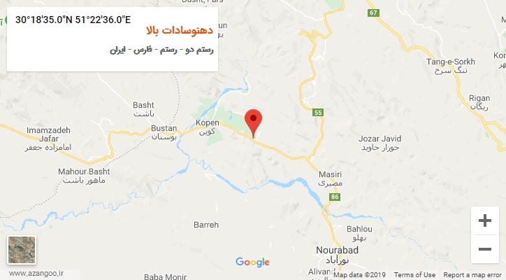 روستای دهنوسادات بالا بر روی نقشه