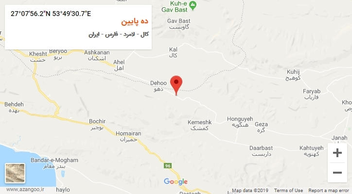 روستای ده پایین بر روی نقشه