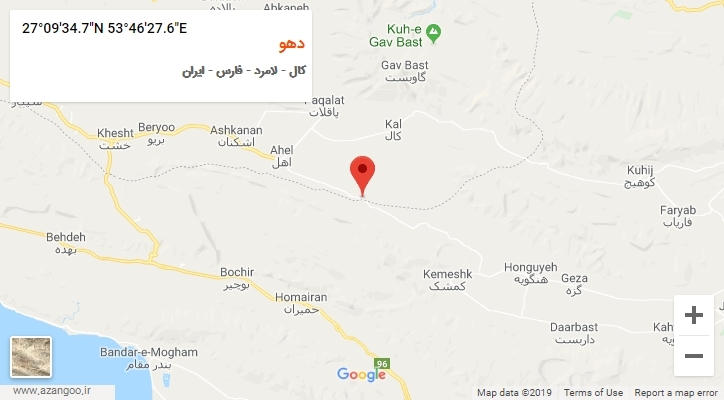 روستای دهو بر روی نقشه