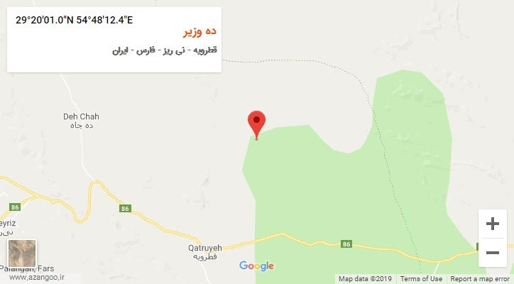 روستای ده وزیر بر روی نقشه