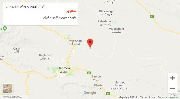 روستای دهزیر بر روی نقشه