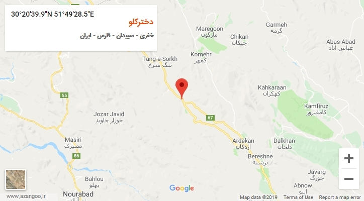 روستای دخترکلو بر روی نقشه