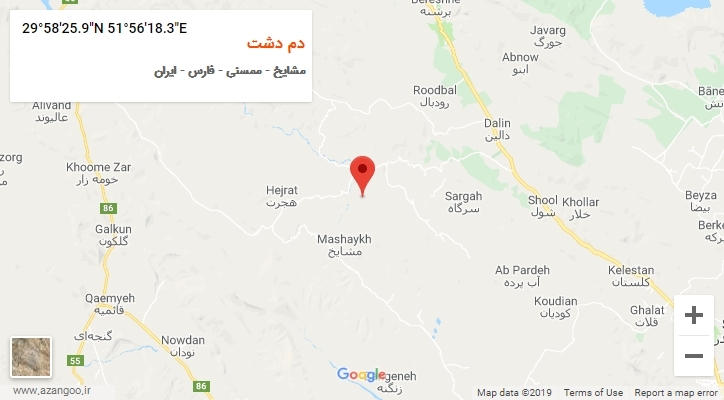 روستای دم دشت بر روی نقشه