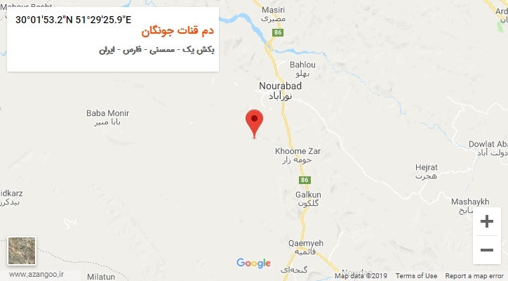 روستای دم قنات جونگان بر روی نقشه