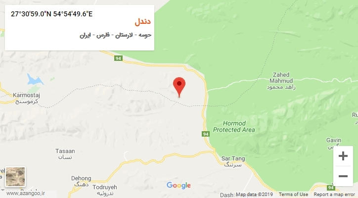 روستای دندل بر روی نقشه