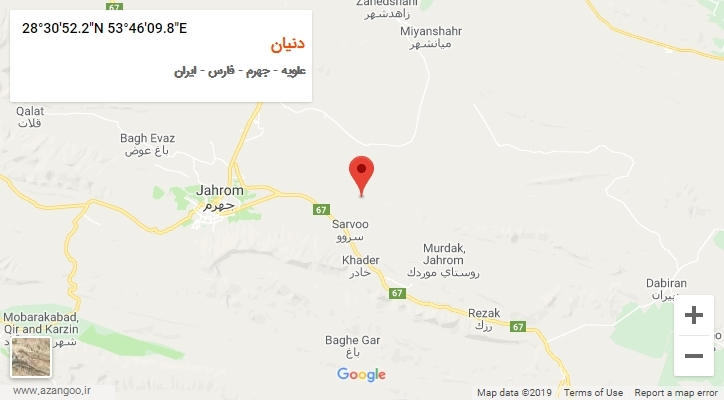 روستای دنیان بر روی نقشه