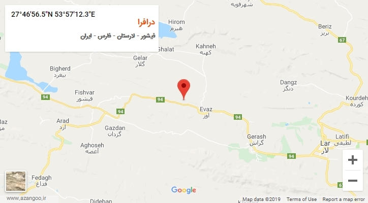 روستای درافرا بر روی نقشه