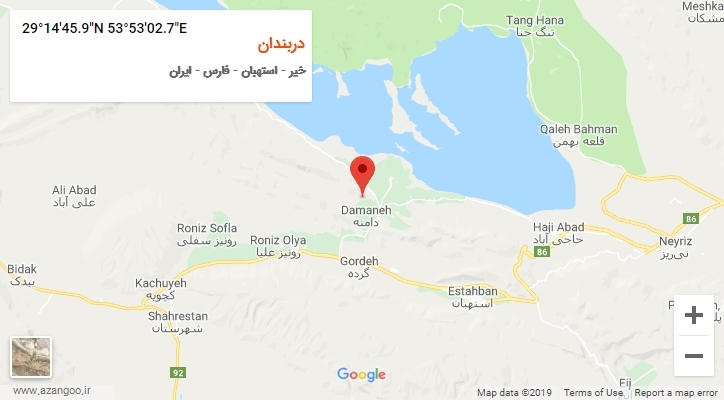 روستای دربندان بر روی نقشه