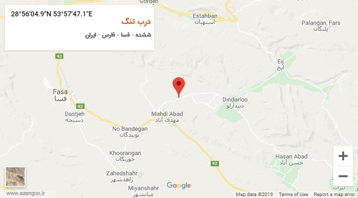 روستای درب تنگ بر روی نقشه