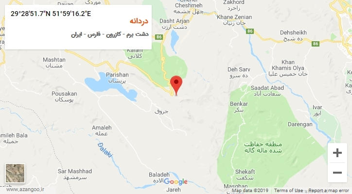 روستای دردانه بر روی نقشه