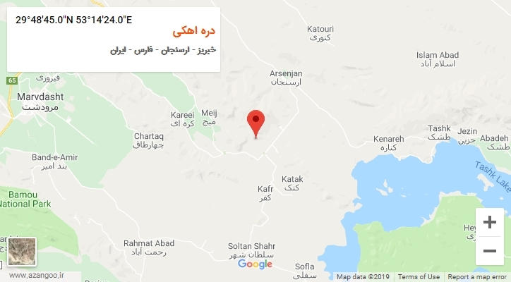 روستای دره اهکی بر روی نقشه