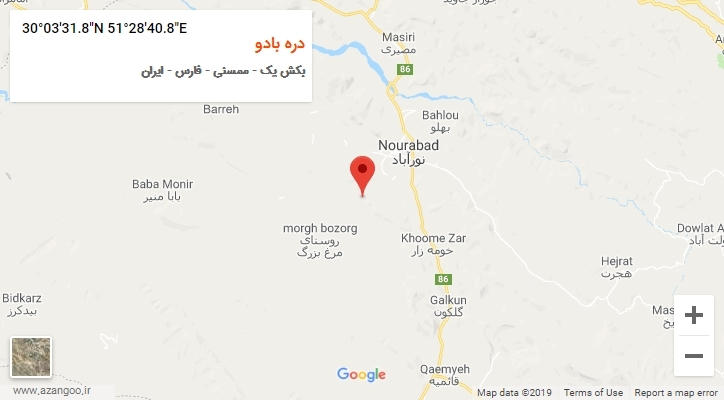 روستای دره بادو بر روی نقشه