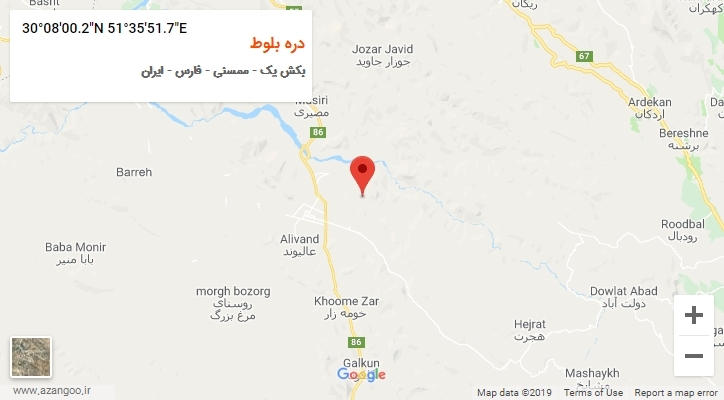روستای دره بلوط بر روی نقشه