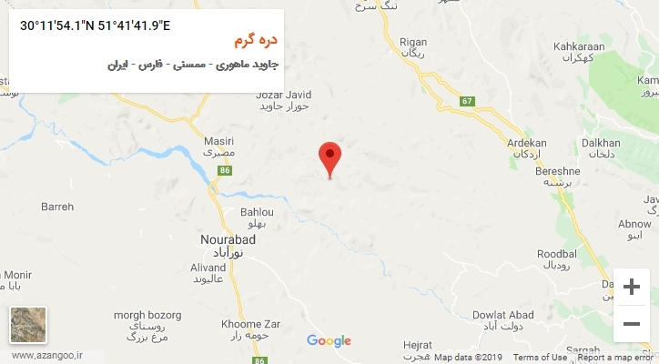 روستای دره گرم بر روی نقشه