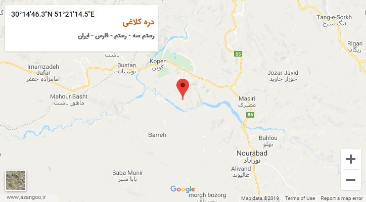 روستای دره کلاغی بر روی نقشه