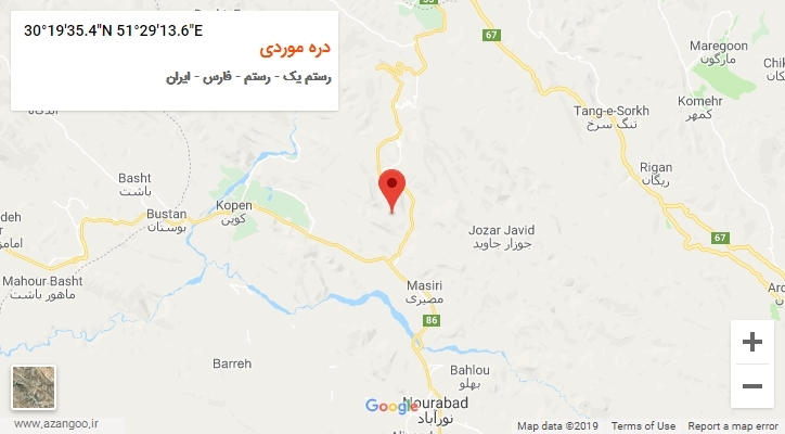 روستای دره موردی بر روی نقشه