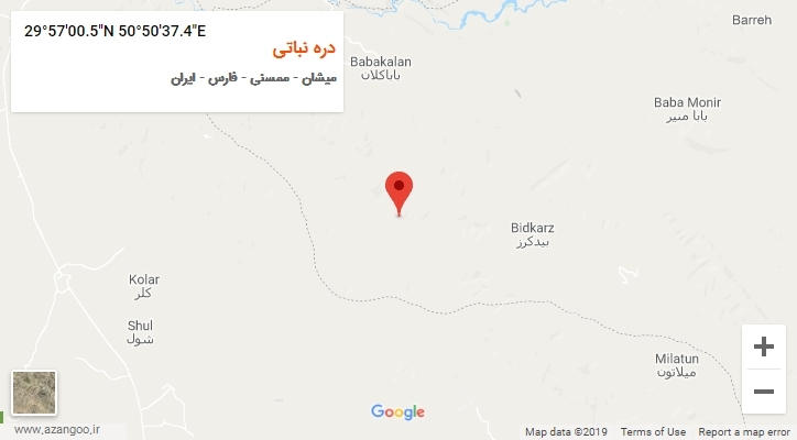 روستای دره نباتی بر روی نقشه