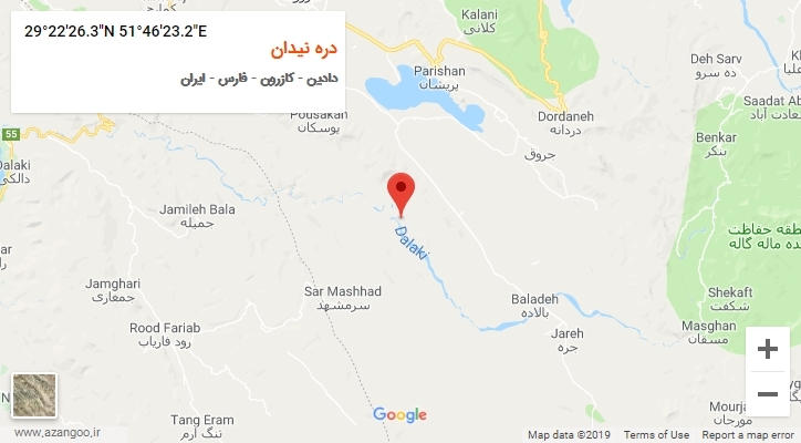 روستای دره نیدان بر روی نقشه
