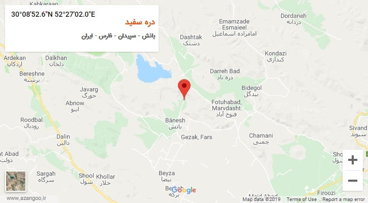روستای دره سفید بر روی نقشه