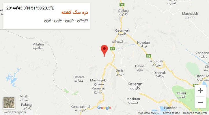 روستای دره سگ کشته بر روی نقشه