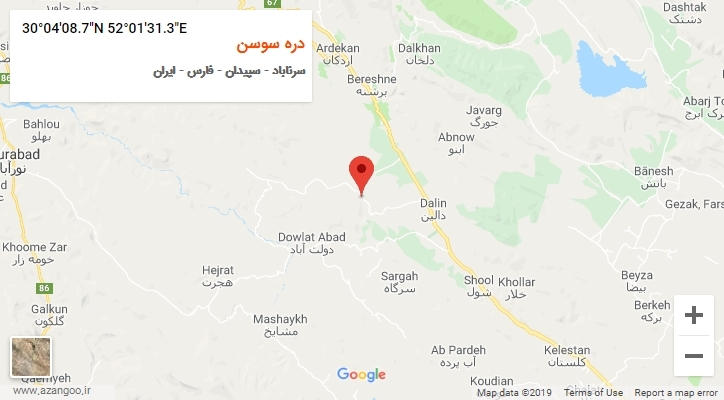روستای دره سوسن بر روی نقشه
