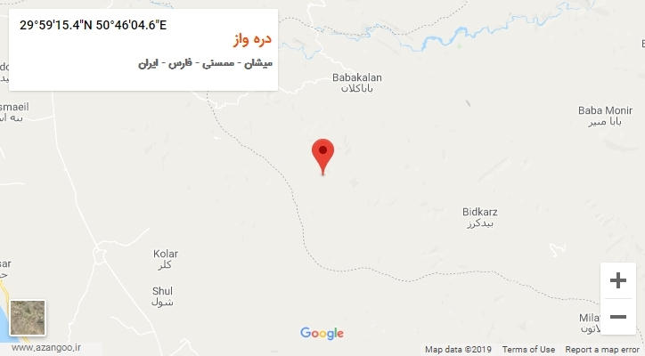 روستای دره واز بر روی نقشه