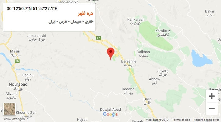 روستای دره ظهر بر روی نقشه