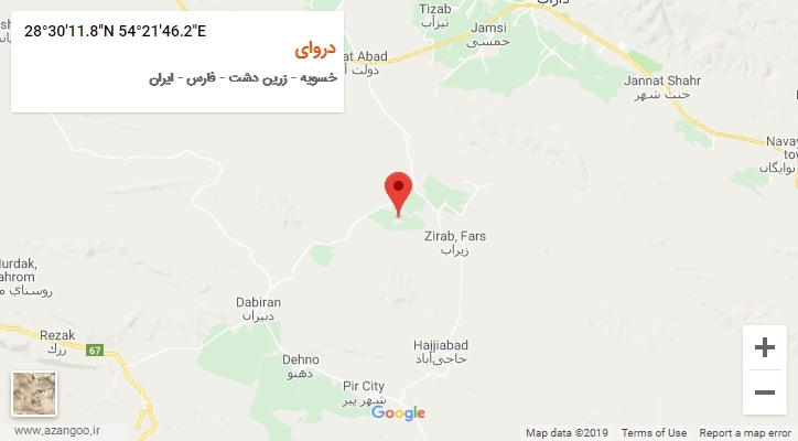 روستای دروای بر روی نقشه