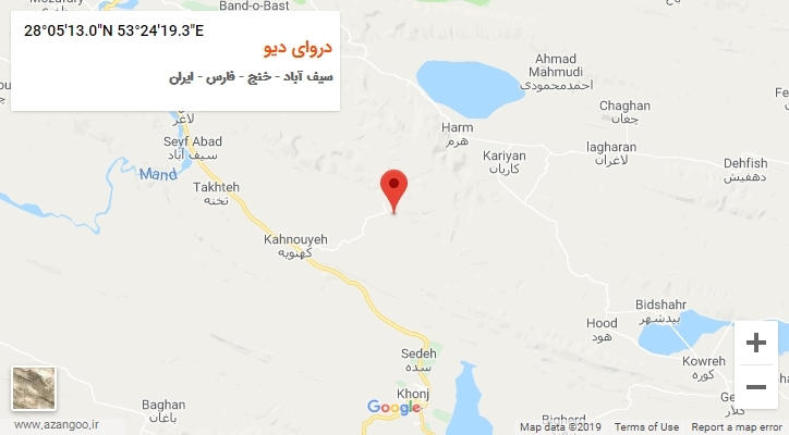 روستای دروای دیو بر روی نقشه