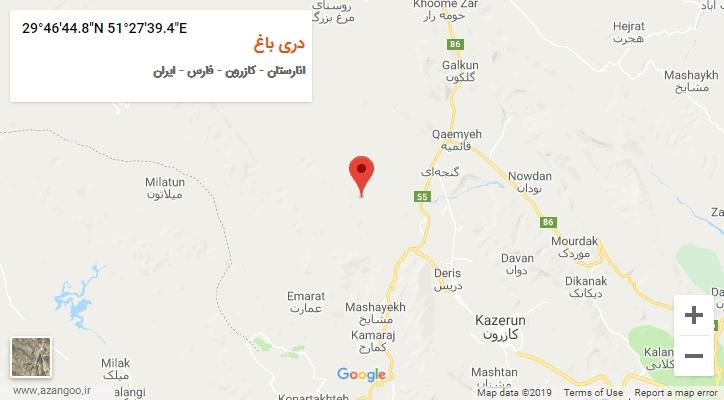 روستای دری باغ بر روی نقشه