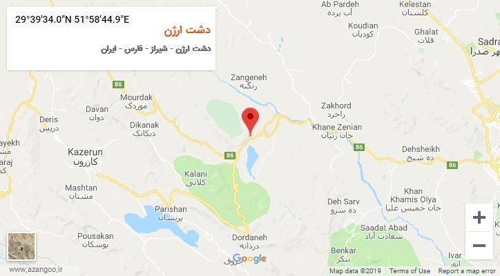 روستای دشت ارژن بر روی نقشه