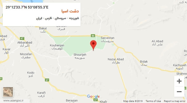 روستای دشت اسیا بر روی نقشه