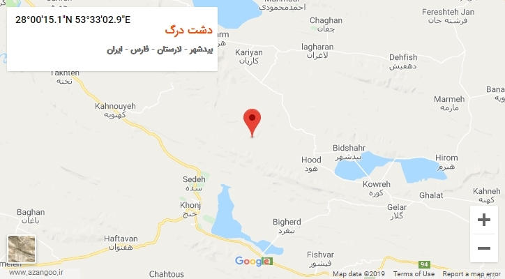 روستای دشت درگ بر روی نقشه