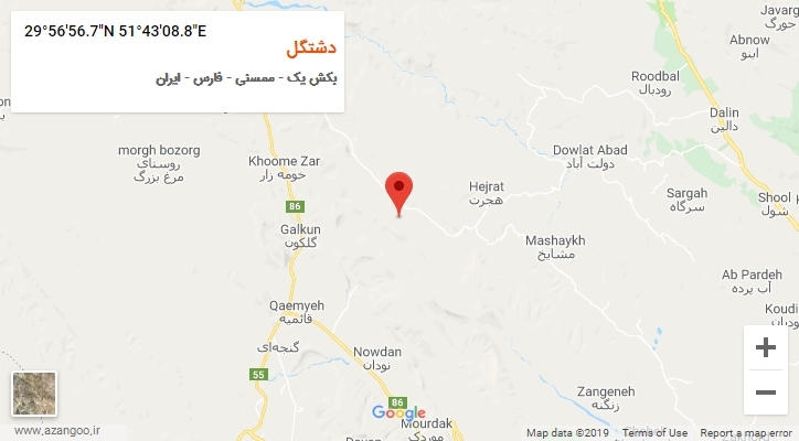 روستای دشتگل بر روی نقشه