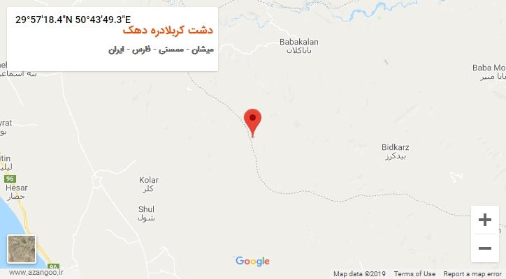 روستای دشت کربلادره دهک بر روی نقشه