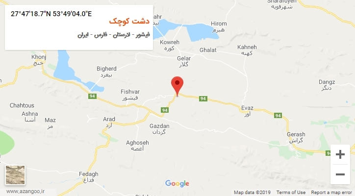 روستای دشت کوچک بر روی نقشه