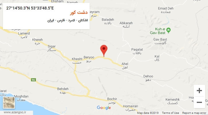 روستای دشت کور بر روی نقشه