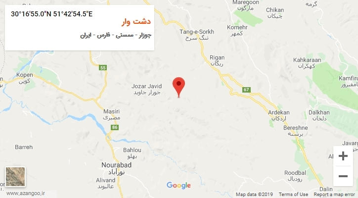 روستای دشت وار بر روی نقشه