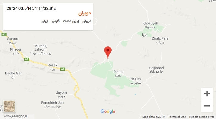 روستای دوبران بر روی نقشه