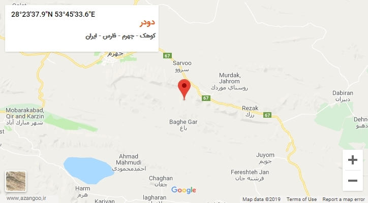 روستای دودر بر روی نقشه
