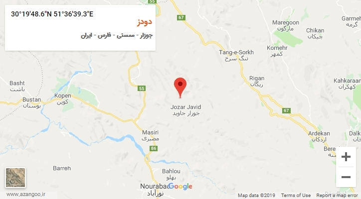 روستای دودز بر روی نقشه