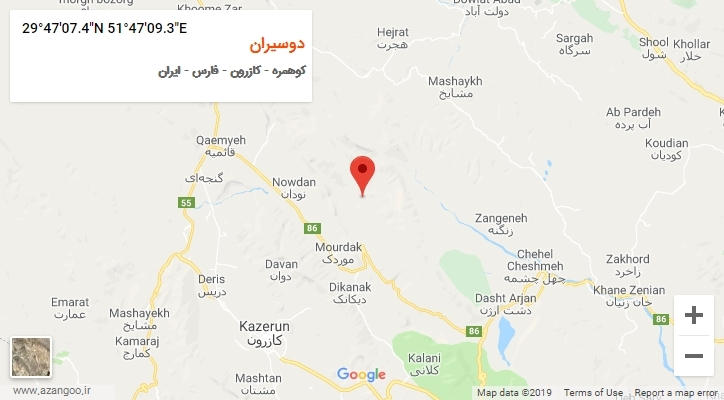روستای دوسیران بر روی نقشه