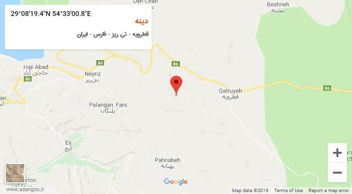 روستای دینه بر روی نقشه