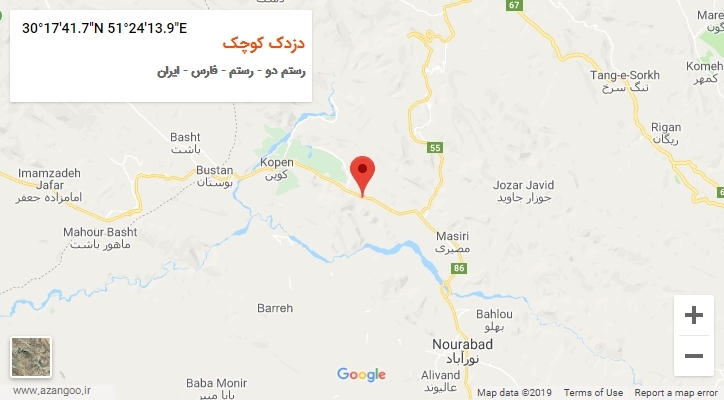روستای دزدک کوچک بر روی نقشه
