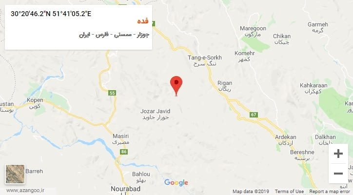 روستای فده بر روی نقشه